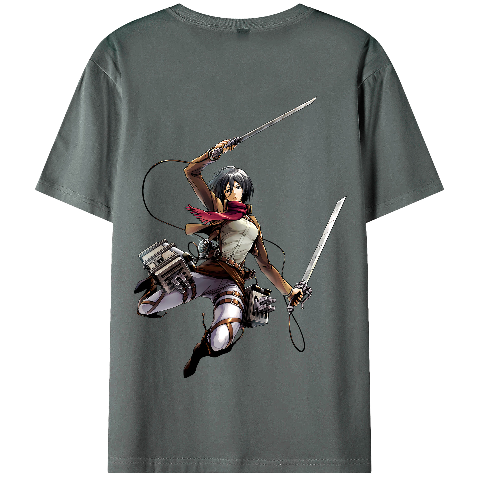（画像用） 進撃の巨人 ミカサ·アッカーマン Attack on Titan Mikasa Ackerman 綿100％半袖Tシャツ（背面プリント）